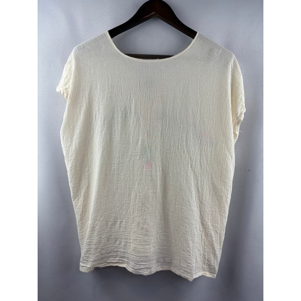 Women’s Handmade XL Cream Floral Embroidered Blouse - Picture 4 of 4